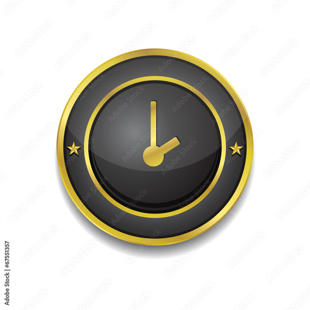 Clock Circular Vector Golden Black Web Icon Button Clock Circular Vector Golden Black Web Icon Button