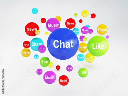 bubble application icons. Social network concept.