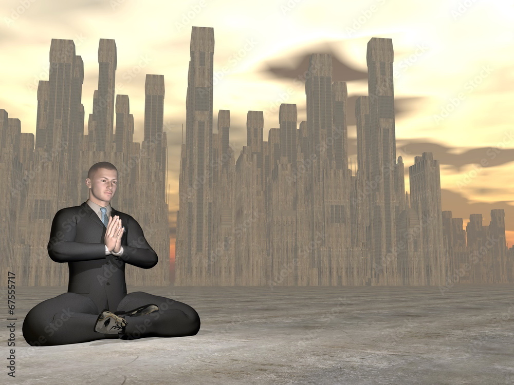 Businessman meditation - 3D render Businessman meditation - 3D render