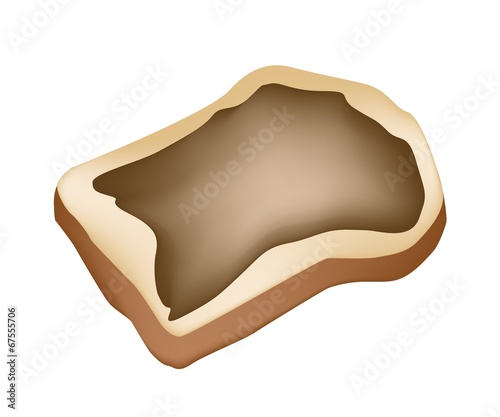 Cut Loaf of Bread with Chocolate Spread