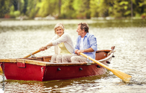 Senior couple on boat