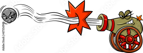 firing cannon and cannonball cartoon