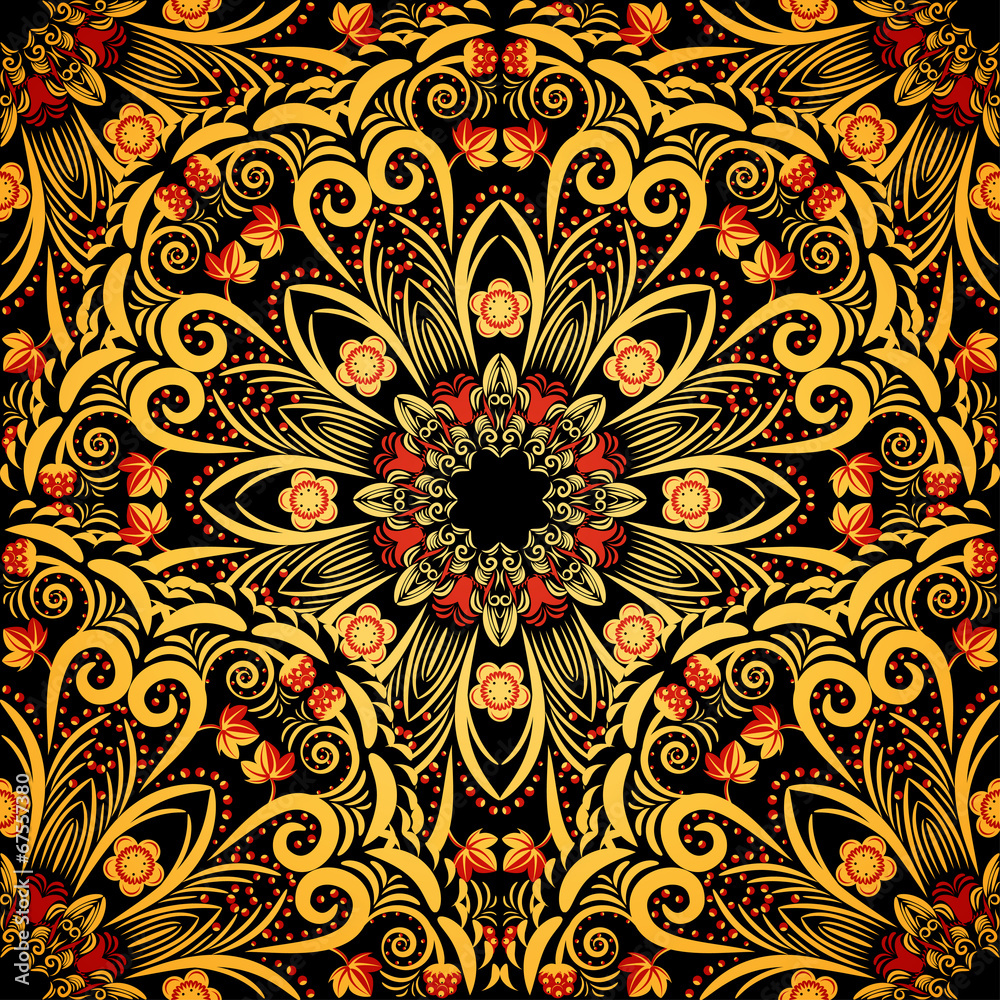 Seamless background ornament in style khokhloma. Seamless background ornament in style khokhloma.