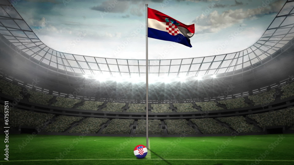 Croatia national flag waving on flagpole Croatia national flag waving on flagpole