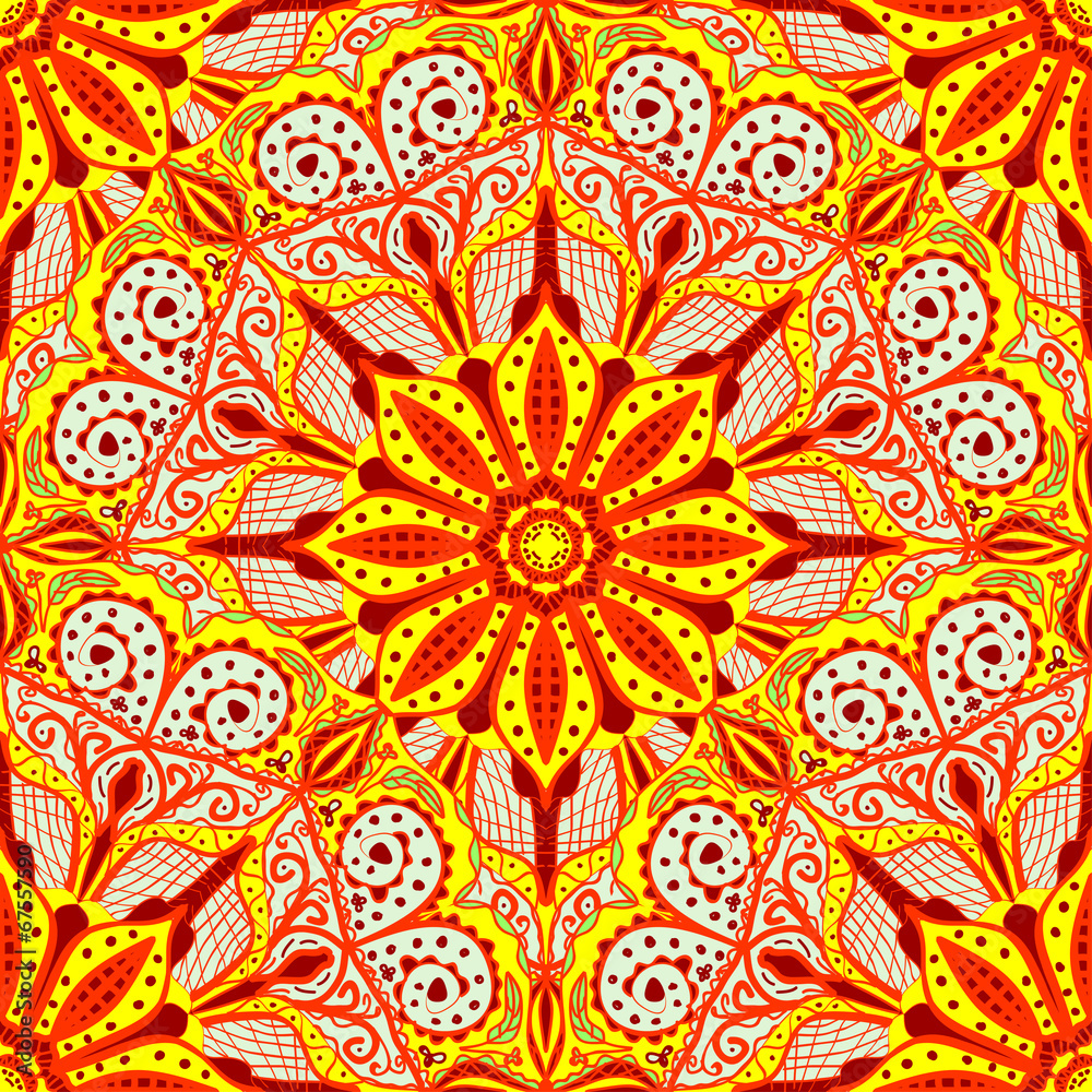 Bright ornament in east stle. Seamless patterns.
