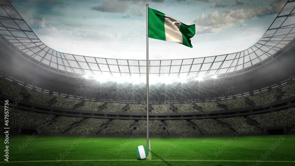 Nigeria national flag waving on flagpole Nigeria national flag waving on flagpole