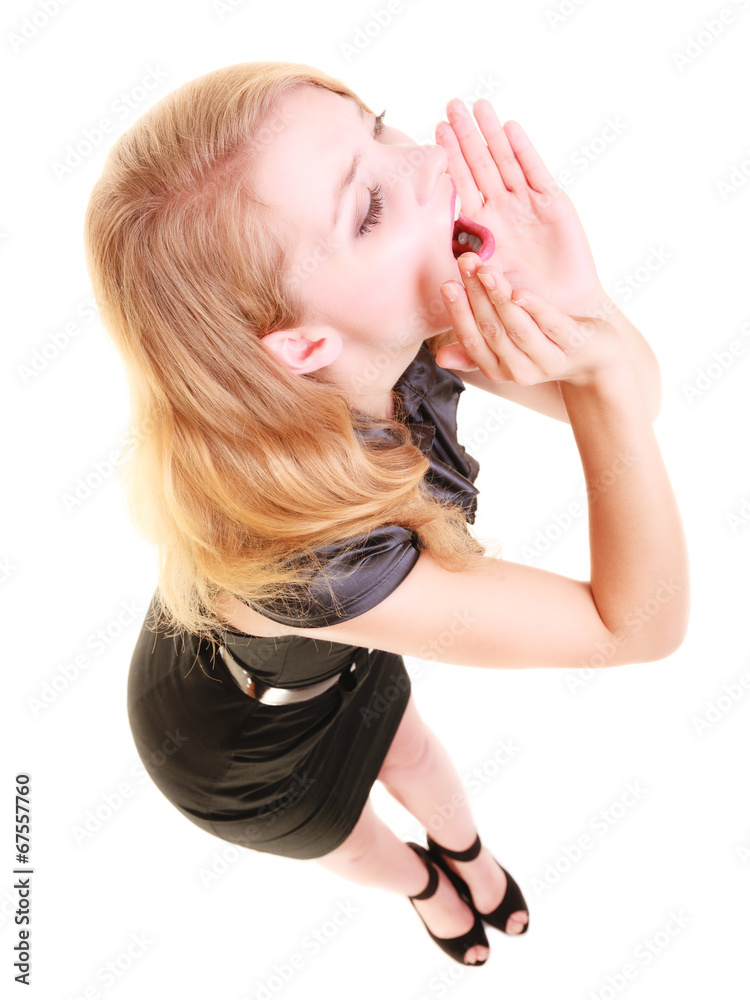 woman blonde buisnesswoman shouting isolated woman blonde buisnesswoman shouting isolated