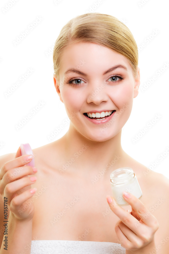 Skin care. Girl applying moisturizing cream. Skin care. Girl applying moisturizing cream.