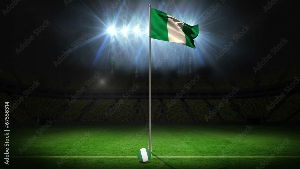 Nigeria national flag waving on flagpole
