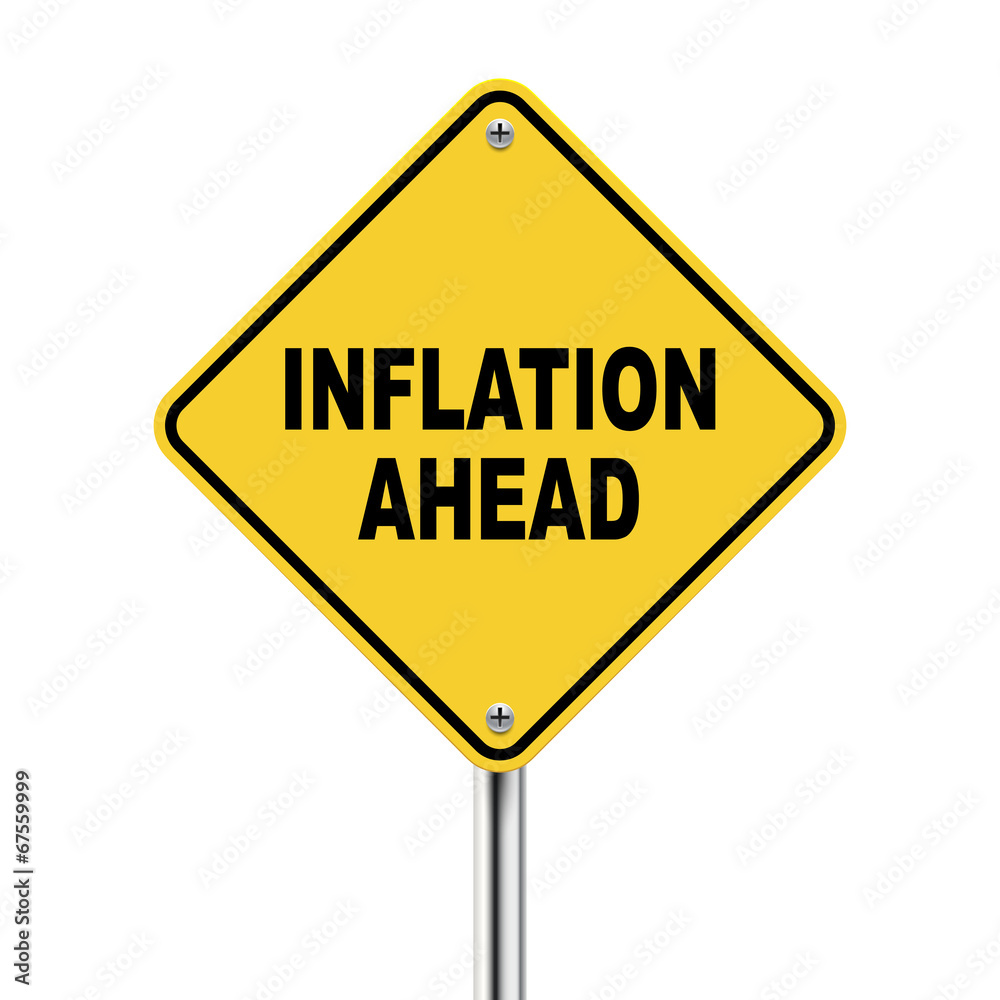 3d illustration of yellow roadsign of inflation ahead 3d illustration of yellow roadsign of inflation ahead
