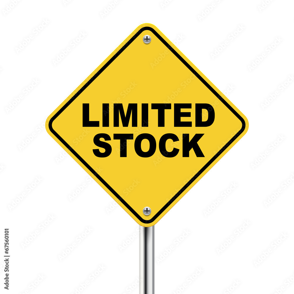 3d illustration of yellow roadsign of limited stock 3d illustration of yellow roadsign of limited stock
