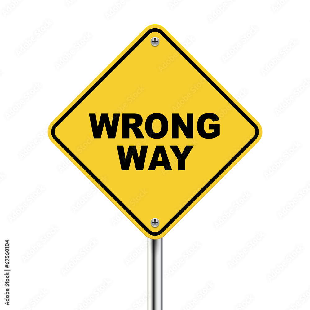 3d illustration of yellow roadsign of wrong way 3d illustration of yellow roadsign of wrong way