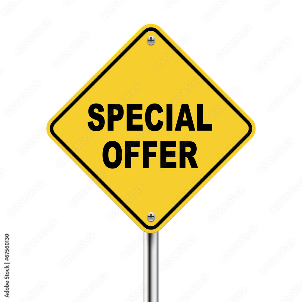 3d illustration of yellow roadsign of special offer 3d illustration of yellow roadsign of special offer