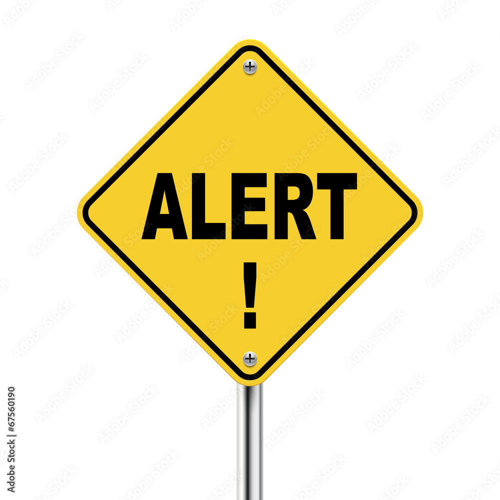 3d illustration of yellow roadsign of alert 3d illustration of yellow roadsign of alert