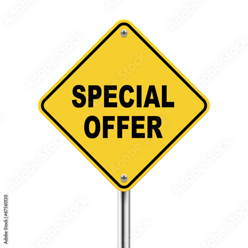 3d illustration of yellow roadsign of special offer