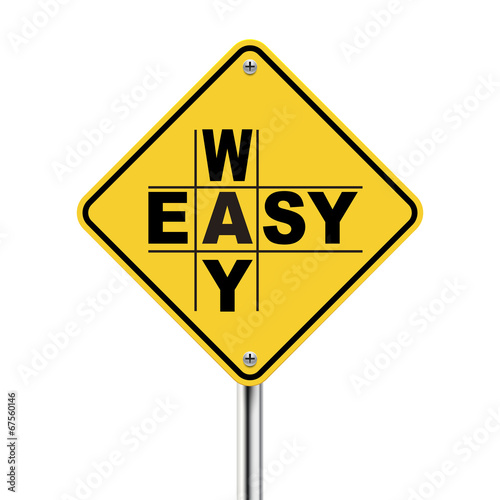 3d illustration of yellow roadsign of easy way