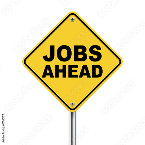 3d yellow roadsign of jobs ahead