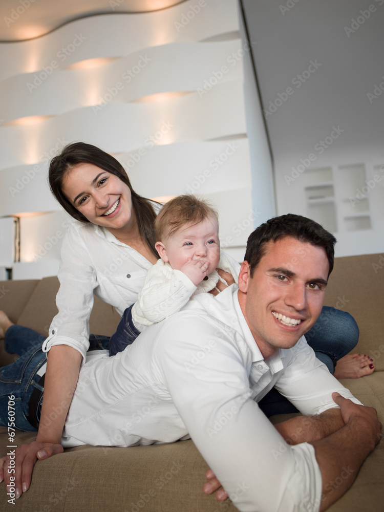 Fototapeta premium happy young family at home