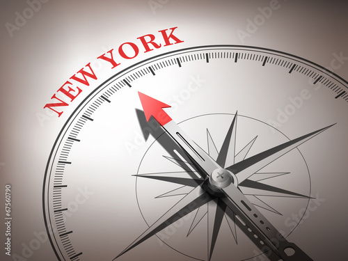 abstract compass needle pointing the destination New York