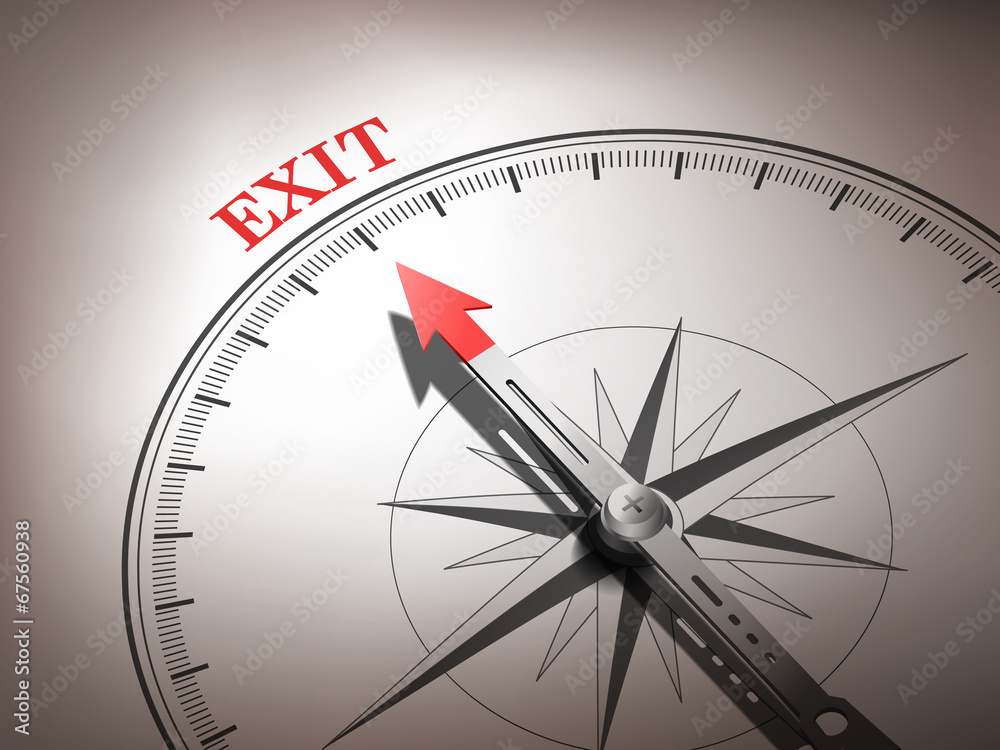 abstract compass needle pointing the word exit abstract compass needle pointing the word exit