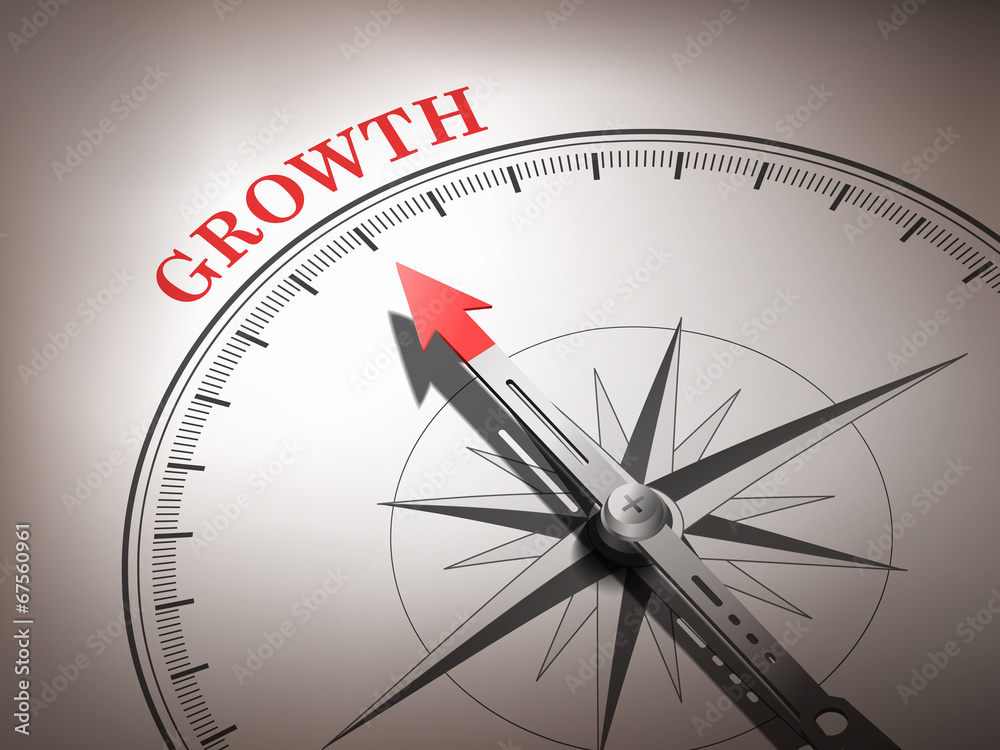 abstract compass needle pointing the word growth abstract compass needle pointing the word growth