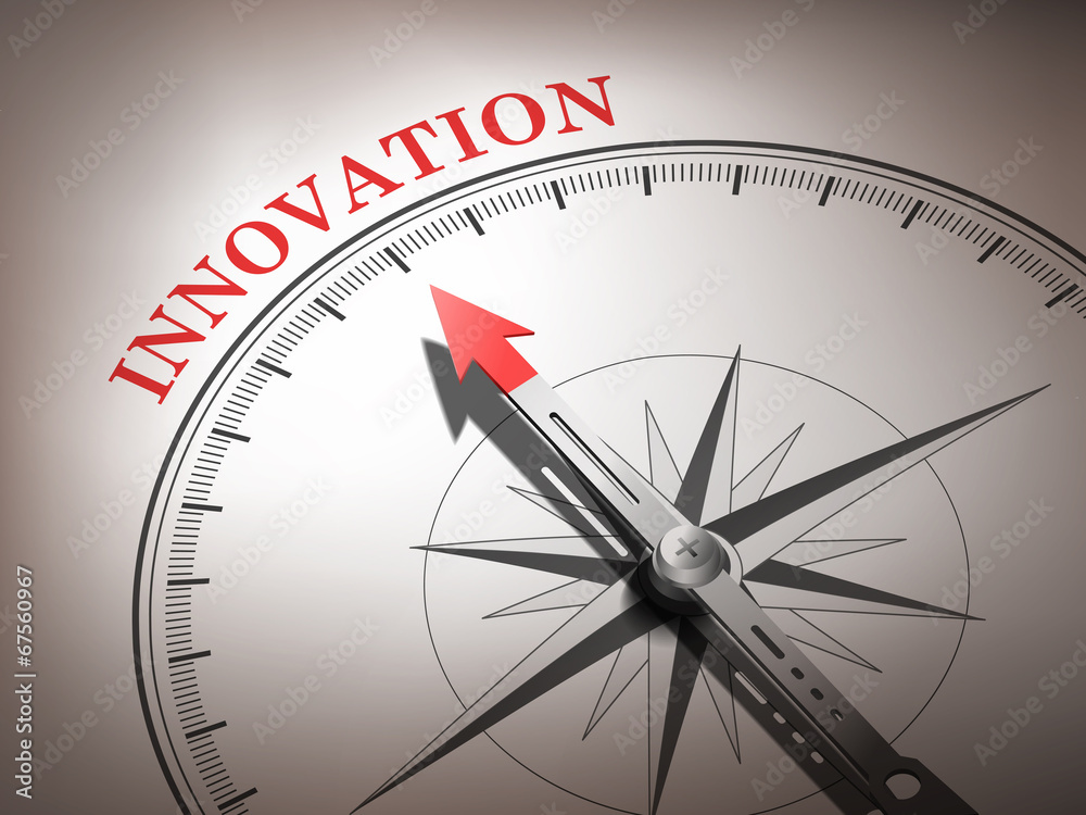 abstract compass needle pointing the word innovation abstract compass needle pointing the word innovation