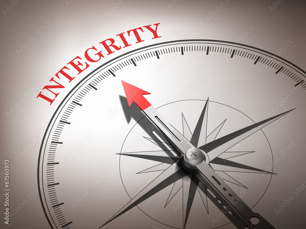 abstract compass needle pointing the word integrity abstract compass needle pointing the word integrity