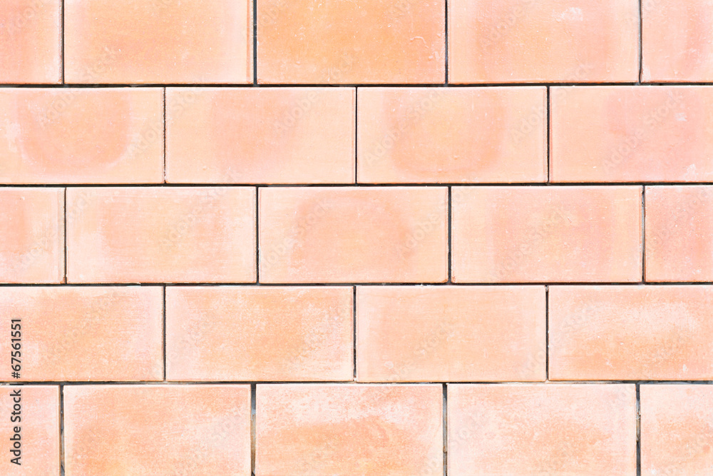 Square orange brick wall background. Square orange brick wall background.