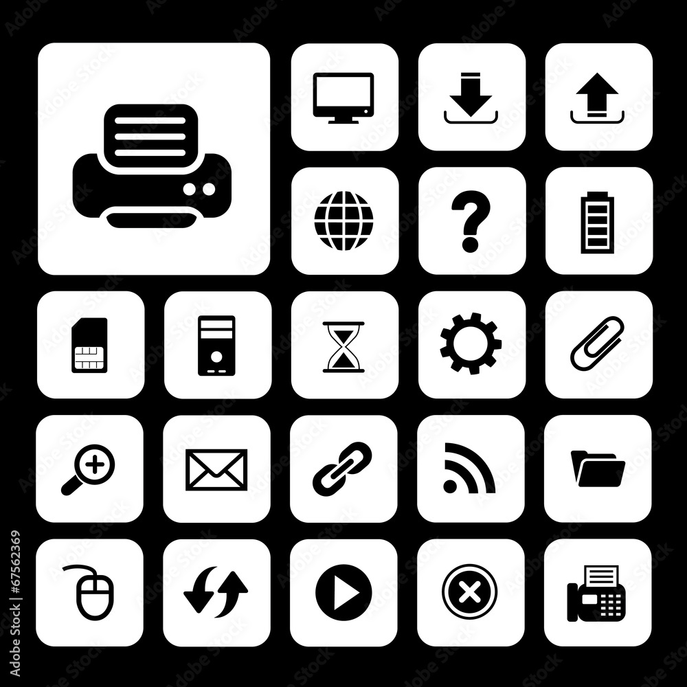 printer and technology icon set