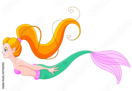 Cute red haired mermaid