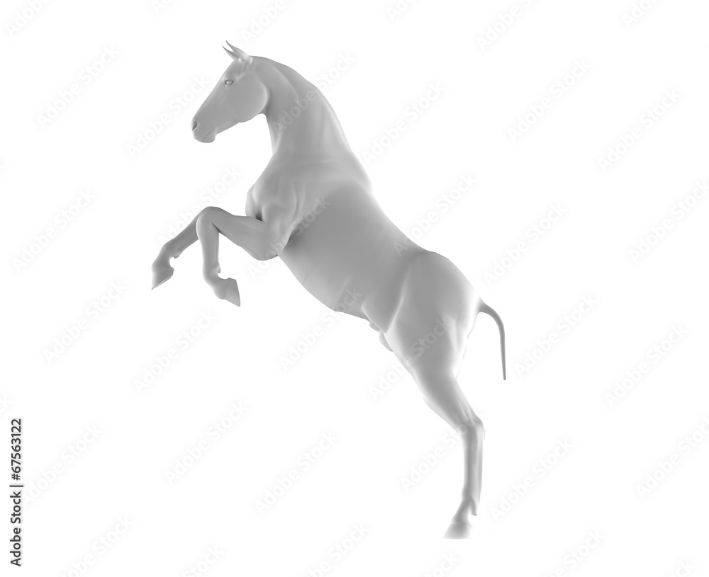 Illustration of a white horse isolated on a white background - obrazy, fototapety, plakaty 