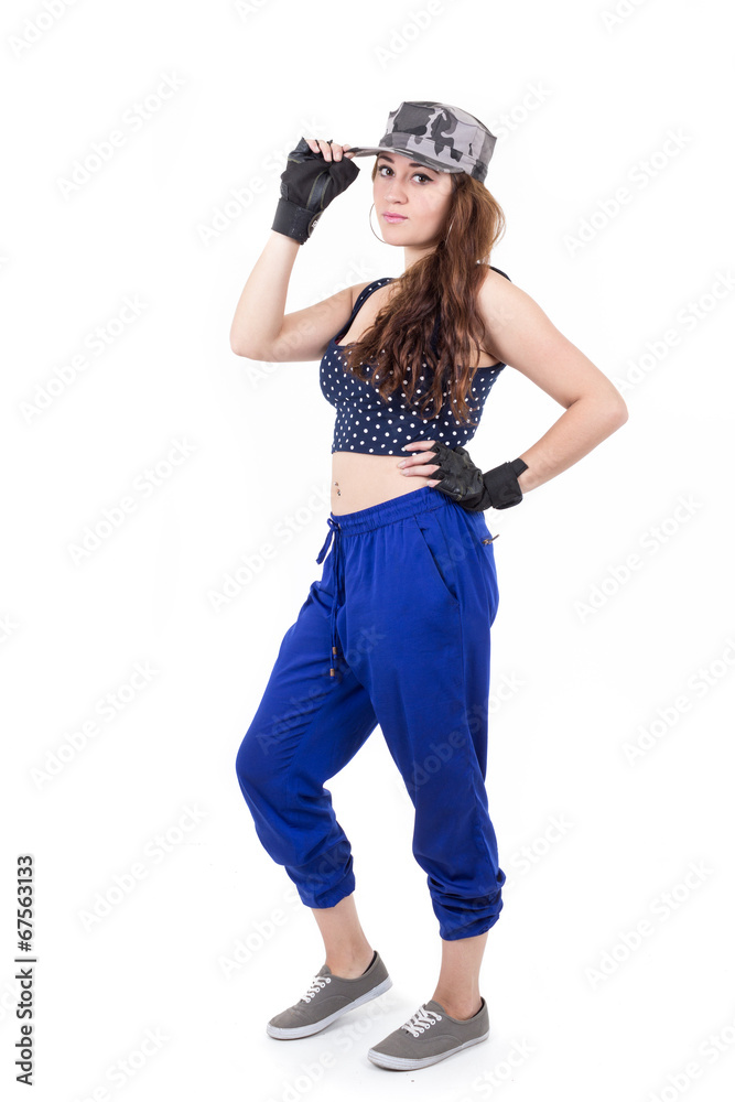 beautiful sporty young girl wearing cap isolated over white beautiful sporty young girl wearing cap isolated over white