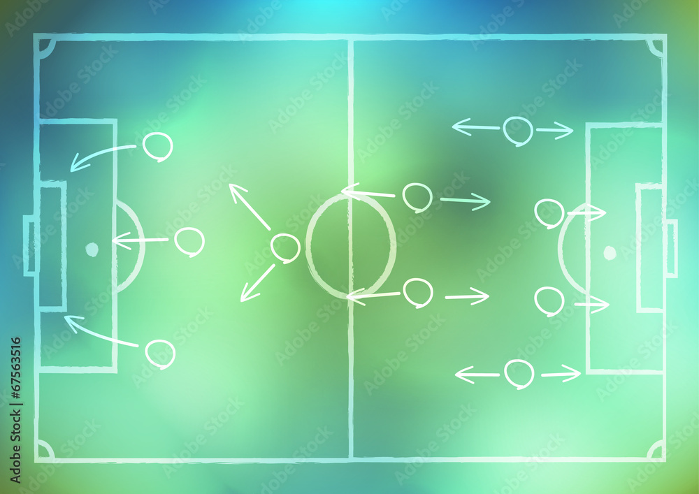 drawing a soccer game strategy on background drawing a soccer game strategy on background