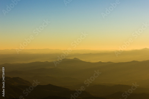 profile of the mountains at sunset