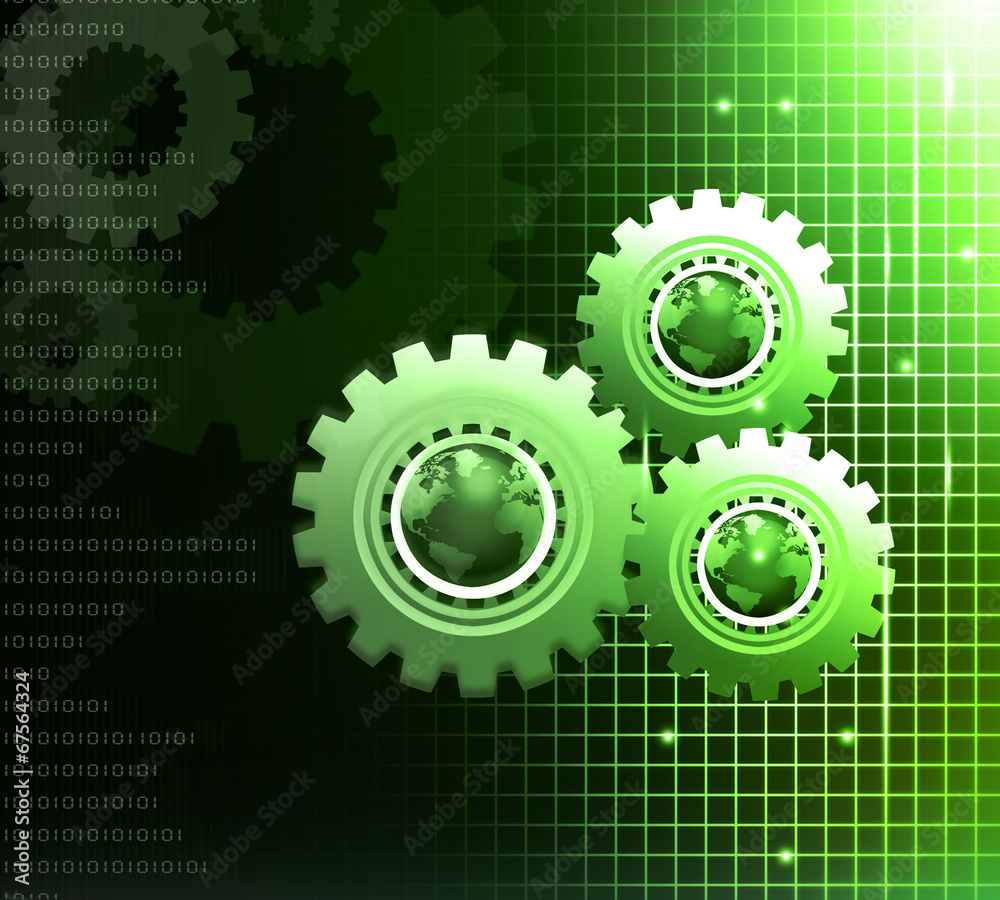 3d earth and gear mechanism, digital background . 3d earth and gear mechanism, digital background .