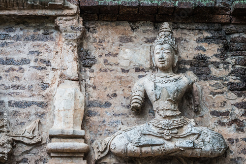 Buddha on the wall of the pagoda  Wat Chet Yot  Chiang Mai.