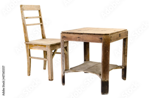 old wooden chair and table