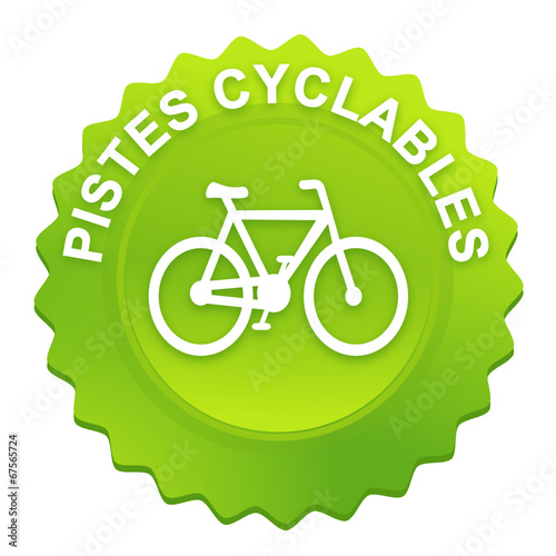 pistes cyclables sur bouton web denté vert