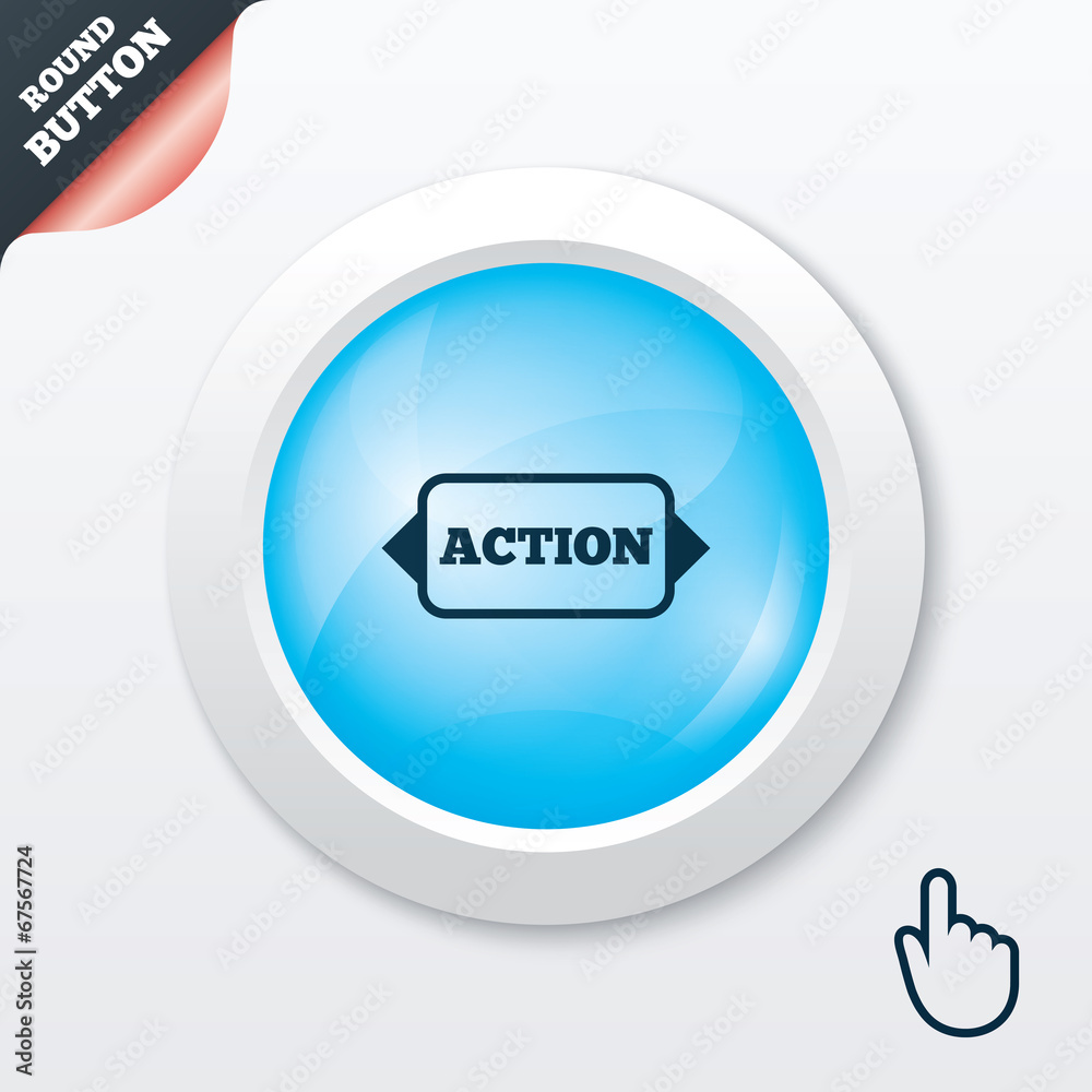 Action sign icon. Motivation button with arrow. Action sign icon. Motivation button with arrow.