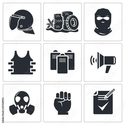 Riots in the street vector Icons set