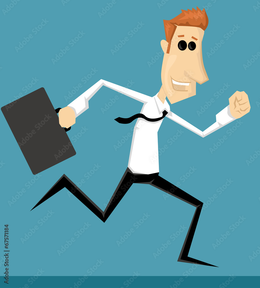 Running cartoon office worker Running cartoon office worker