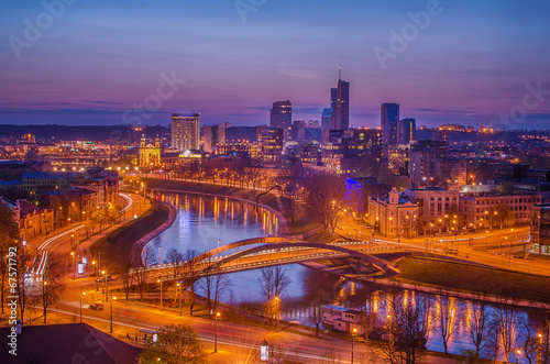 Aerial night view of Vilnius (capital city of Lithuania)