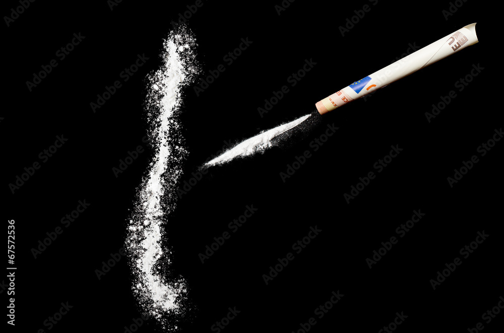Fototapeta premium Powder drug like cocaine in the shape of Chile.(series)