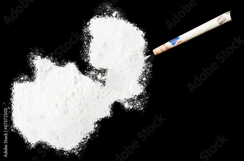 Powder drug like cocaine in the shape of Zambia.(series)