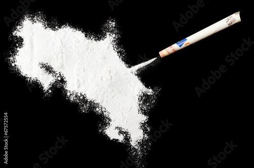 Powder drug like cocaine in the shape of Costa Rica.(series)
