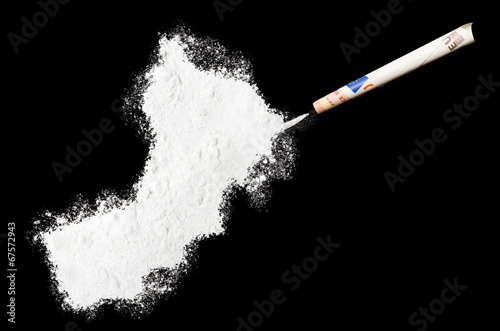 Powder drug like cocaine in the shape of Oman.(series)