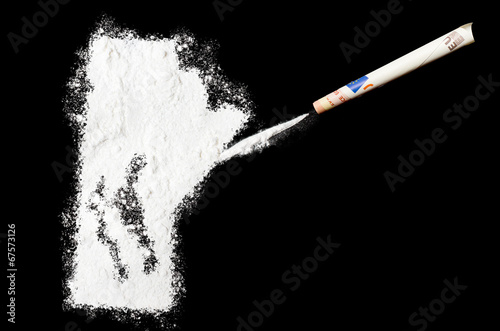 Powder drug like cocaine in the shape of Manitoba.(series)