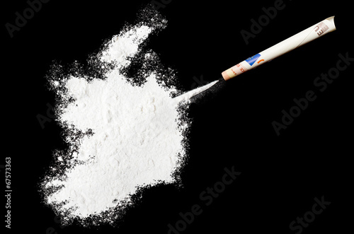 Powder drug like cocaine in the shape of Ireland.(series)