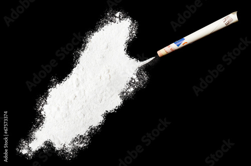 Powder drug like cocaine in the shape of Isle of Man.(series)