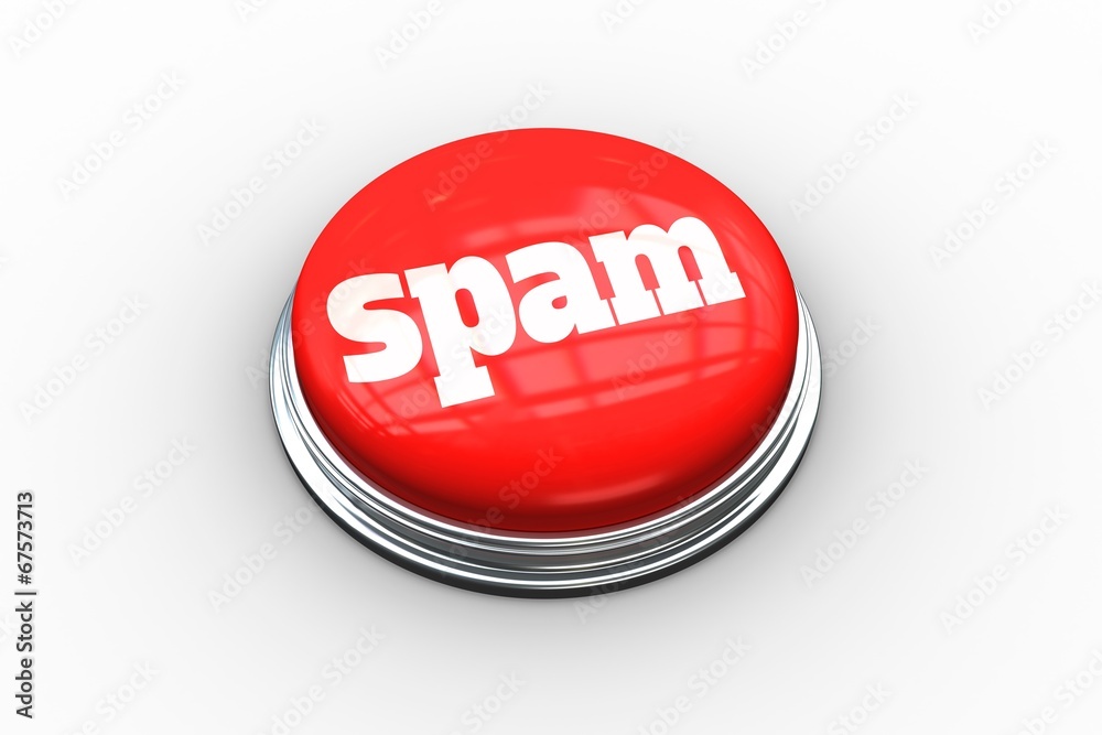 Spam on digitally generated red push button Spam on digitally generated red push button
